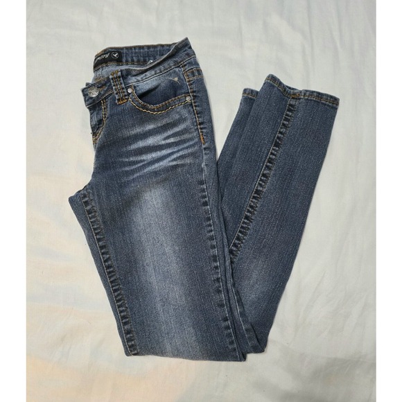 Grane Jeans Size 7 Darcy Super Low Rise Skinny Retro Y2K Distressed Wash - Picture 1 of 6